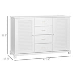 Sideboard Buffet Cabinet, Kitchen Cabinet, Coffee Bar Cabinet with 4 Drawers and 2 Louvered Doors for Living Room, Kitchen