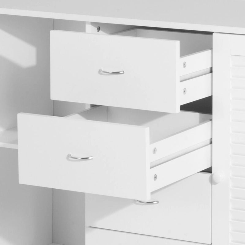 Sideboard Buffet Cabinet, Kitchen Cabinet, Coffee Bar Cabinet with 4 Drawers and 2 Louvered Doors for Living Room, Kitchen