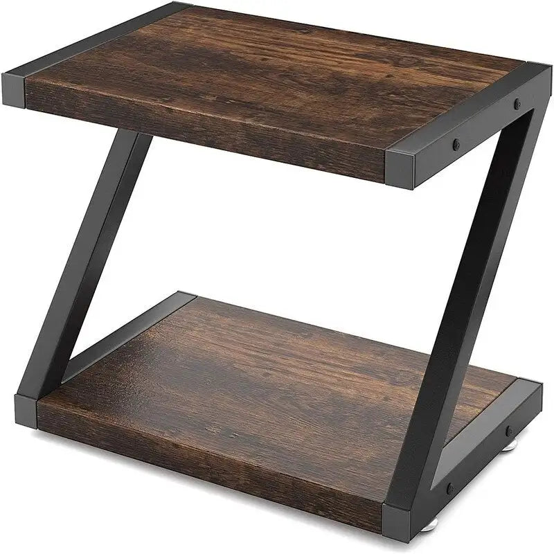 Desktop Printer Stand with 2 Tier Wood Storage Shelves - 17.36x11.26x11.34