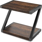 Desktop Printer Stand with 2 Tier Wood Storage Shelves - 17.36x11.26x11.34