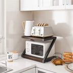 Desktop Printer Stand with 2 Tier Wood Storage Shelves - 17.36x11.26x11.34