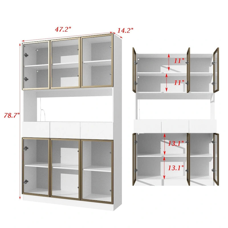Sleek Tall Modular Display Cabinet with LED Lighting