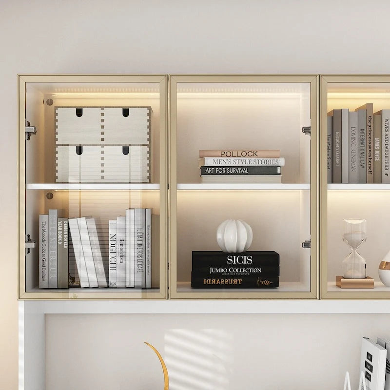 Sleek Tall Modular Display Cabinet with LED Lighting