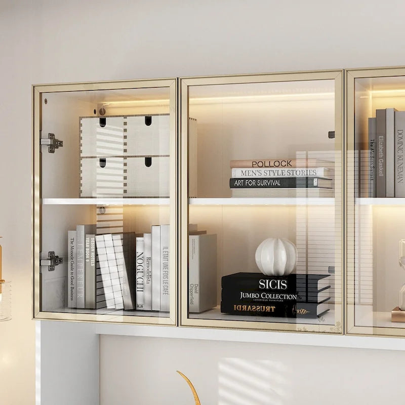Sleek Tall Modular Display Cabinet with LED Lighting