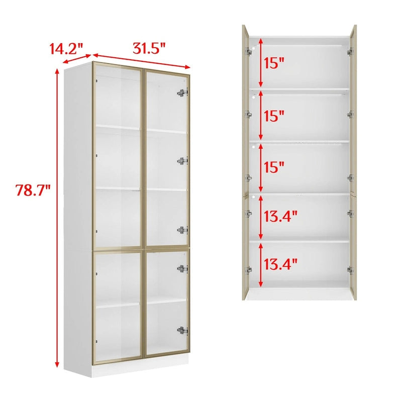 Sleek Tall Modular Display Cabinet with LED Lighting