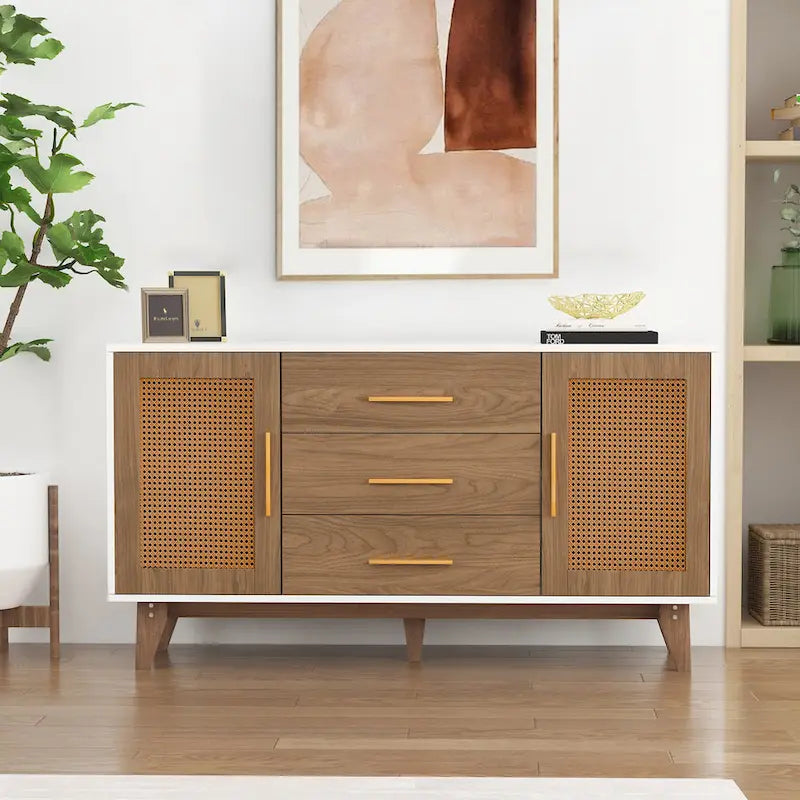 59 inch rattan storage cabinet