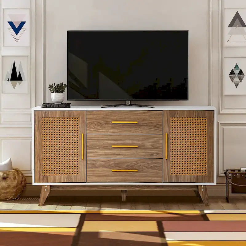 59 inch rattan storage cabinet