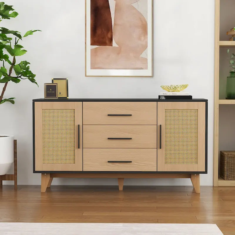 59 inch rattan storage cabinet