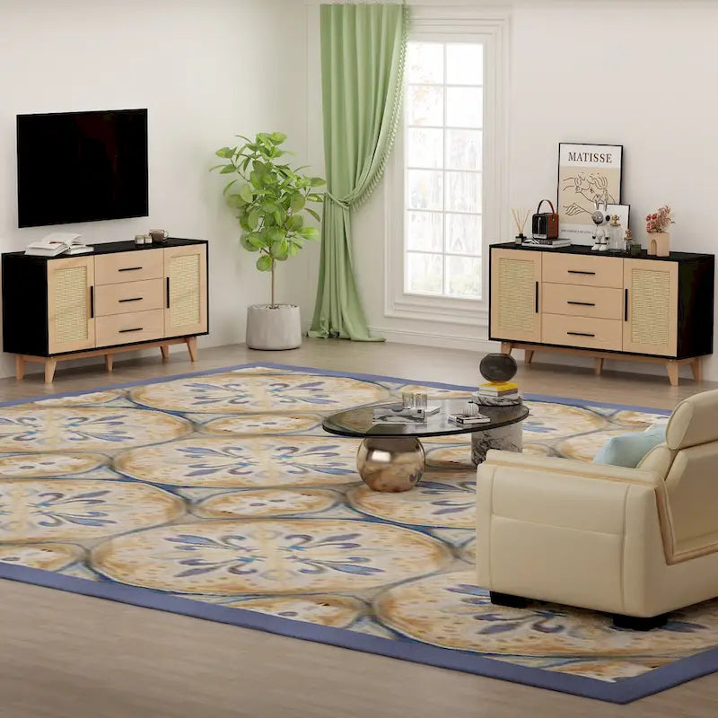 59 inch rattan storage cabinet