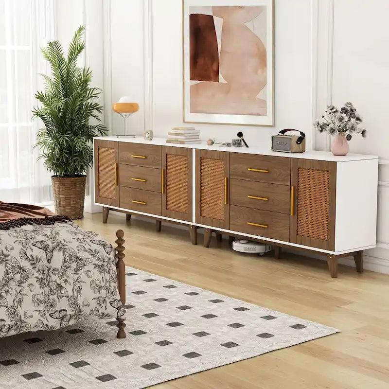 59 inch rattan storage cabinet