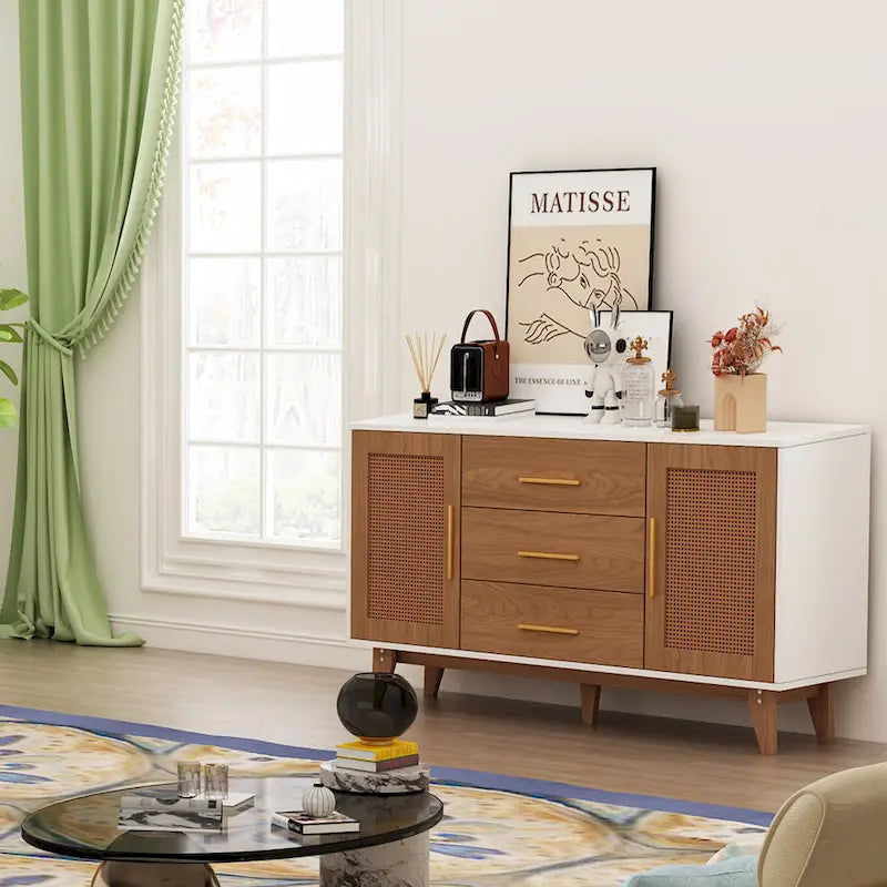 59 inch rattan storage cabinet