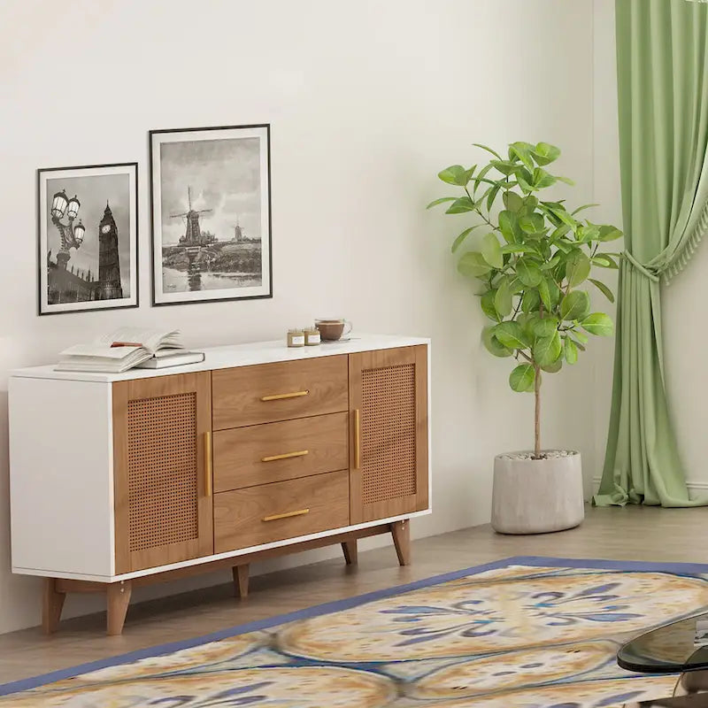 59 inch rattan storage cabinet