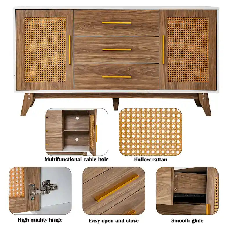 59 inch rattan storage cabinet