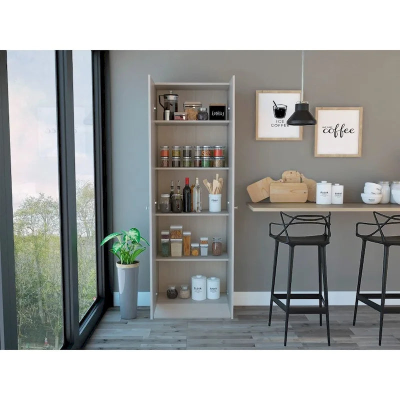 Buxton Rectangle 2-Door Storage Tall Cabinet Light Grey