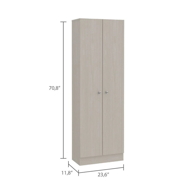 Buxton Rectangle 2-Door Storage Tall Cabinet Light Grey
