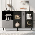 55.1 Two-door Storage Cabinet with Two Drawers and Metal Handles