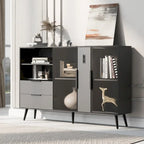 55.1 Two-door Storage Cabinet with Two Drawers and Metal Handles