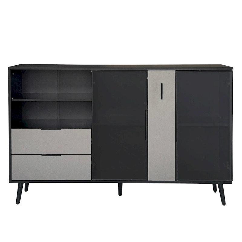 55.1 Two-door Storage Cabinet with Two Drawers and Metal Handles