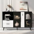 55.1 Two-door Storage Cabinet with Two Drawers and Metal Handles