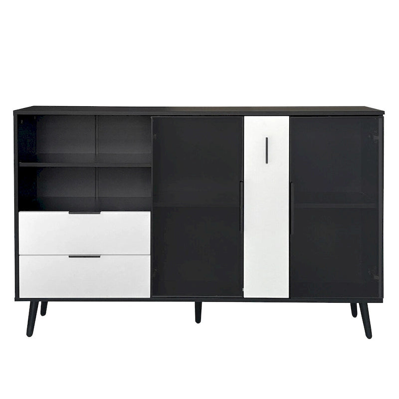 55.1 Two-door Storage Cabinet with Two Drawers and Metal Handles