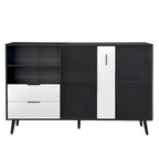55.1 Two-door Storage Cabinet with Two Drawers and Metal Handles