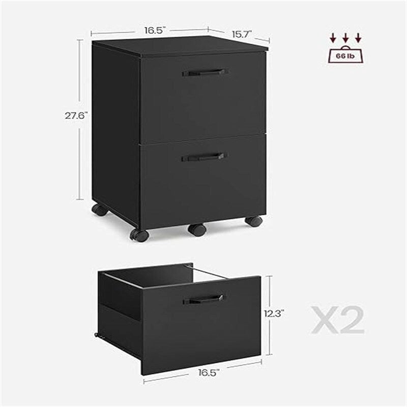 2-Drawer File Cabinet - 15.7D x 16.5W x 27.6H