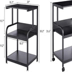Printer Stand, 3 Shelf Printer Table with Wheels - 20.08 x 15.75 x 30.12
