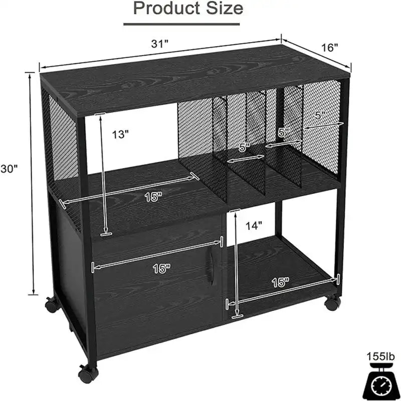 Mobile Wood Lateral File Cabinets - 15.7D x 31.5W x 29.7H