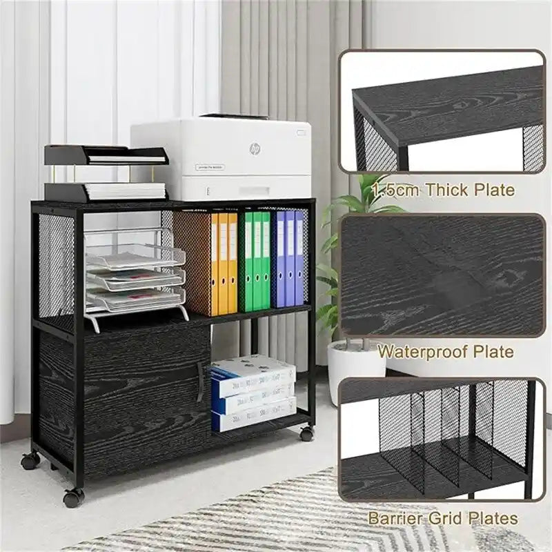 Mobile Wood Lateral File Cabinets - 15.7D x 31.5W x 29.7H