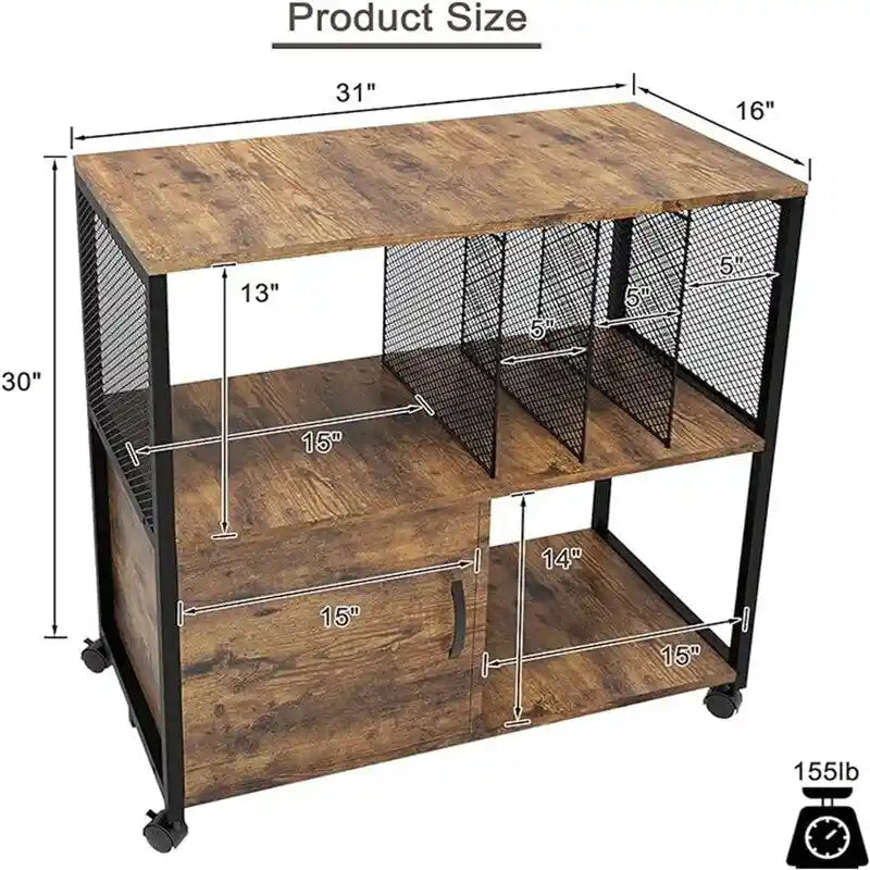 Mobile Wood Lateral File Cabinets - 15.7D x 31.5W x 29.7H