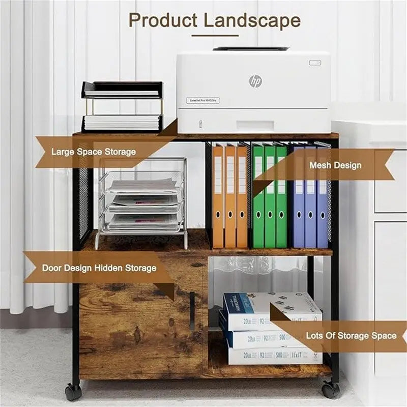 Mobile Wood Lateral File Cabinets - 15.7D x 31.5W x 29.7H