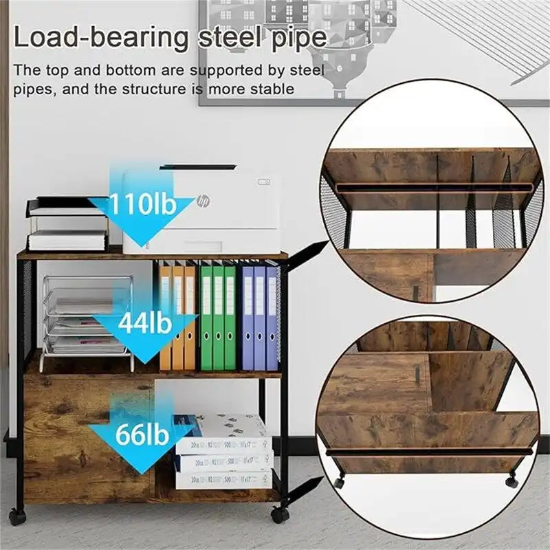 Mobile Wood Lateral File Cabinets - 15.7D x 31.5W x 29.7H