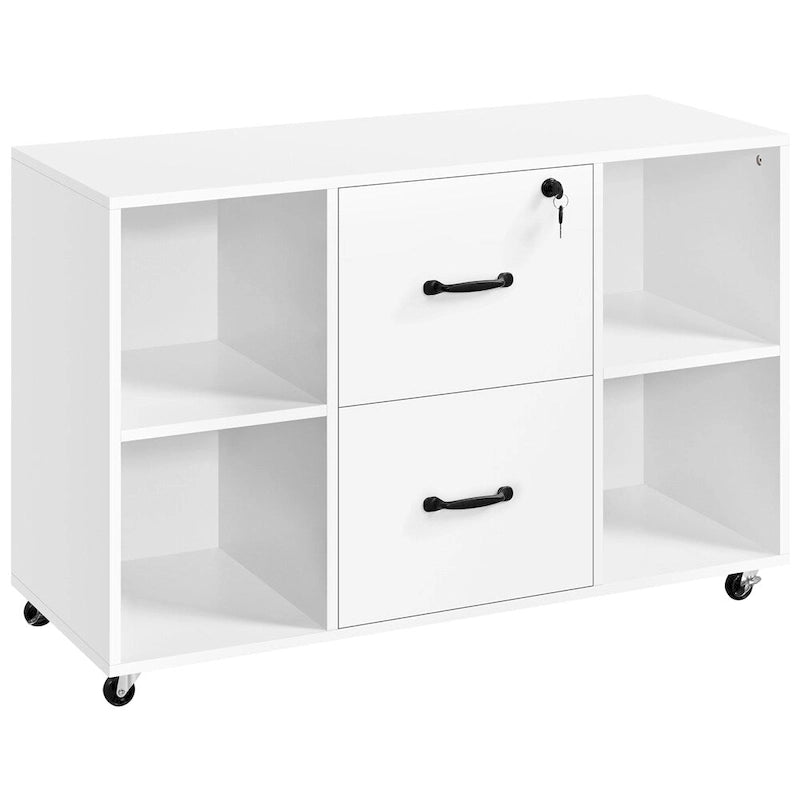 Yaheetech Mobile File Storage Cabinet with 2 Drawers and 4 Shelves