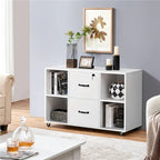Yaheetech Mobile File Storage Cabinet with 2 Drawers and 4 Shelves