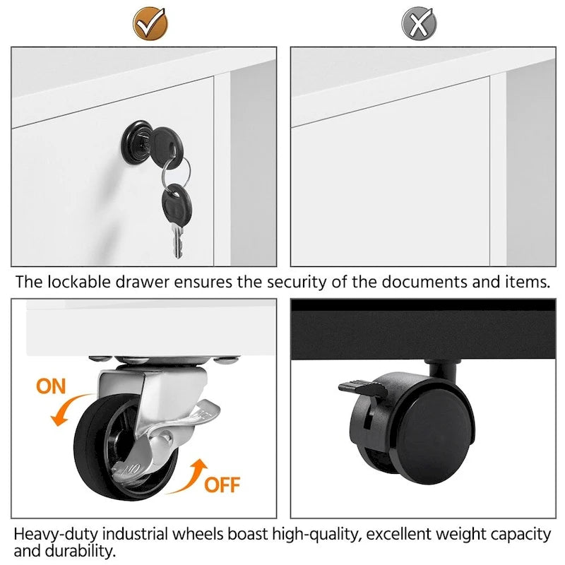 Yaheetech Mobile File Storage Cabinet with 2 Drawers and 4 Shelves