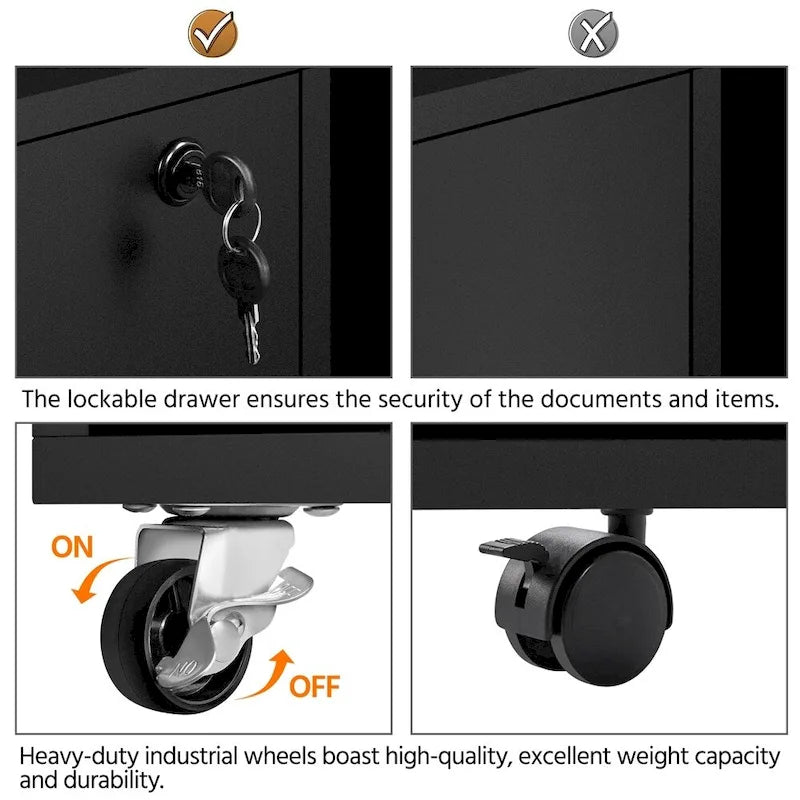 Yaheetech Mobile File Storage Cabinet with 2 Drawers and 4 Shelves