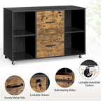 Yaheetech Mobile File Storage Cabinet with 2 Drawers and 4 Shelves