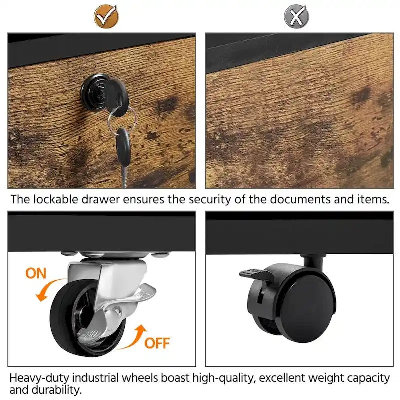 Yaheetech Mobile File Storage Cabinet with 2 Drawers and 4 Shelves