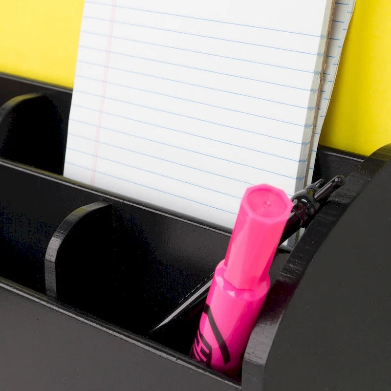 All-in-One USB charging 8 Compartments Desk Organizer - Black