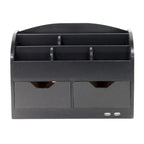 All-in-One USB charging 8 Compartments Desk Organizer - Black