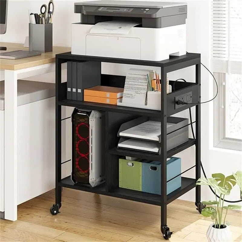 Printer Stand with Charging Station - 32.5 x 18.25 x 5