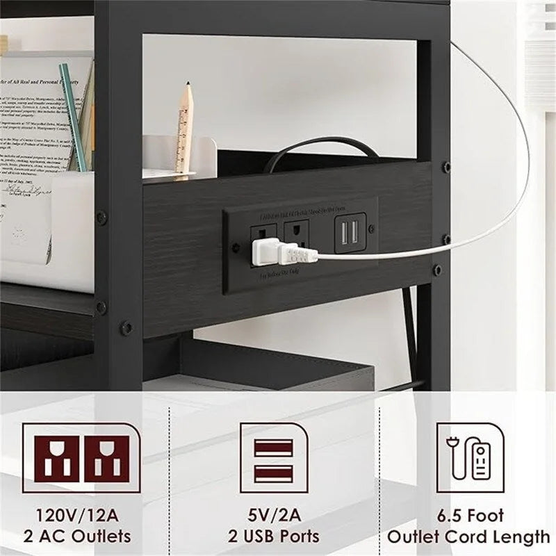 Printer Stand with Charging Station - 32.5 x 18.25 x 5
