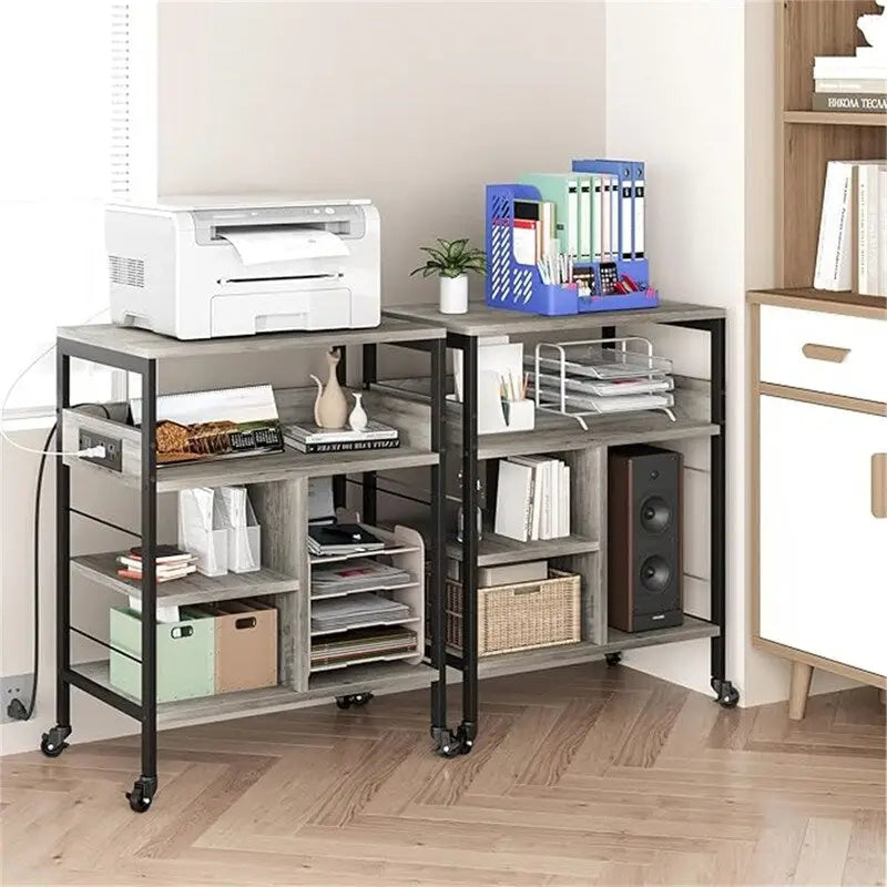 Printer Stand with Charging Station - 32.5 x 18.25 x 5