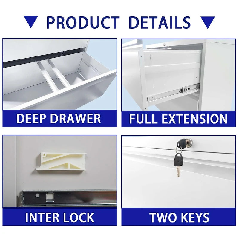 5 Drawer Metal Lateral File Cabinet with Lock for Legal/Letter/A4/F4