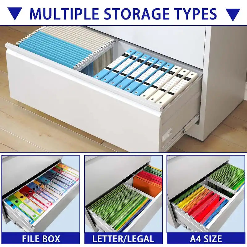 5 Drawer Metal Lateral File Cabinet with Lock for Legal/Letter/A4/F4