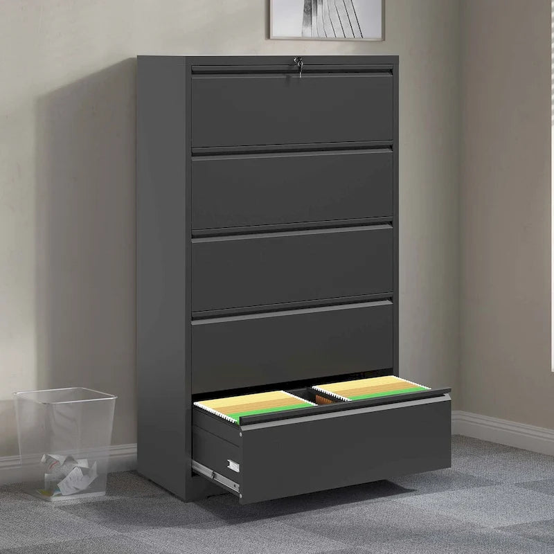 5 Drawer Metal Lateral File Cabinet with Lock for Legal/Letter/A4/F4