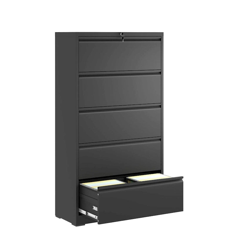 5 Drawer Metal Lateral File Cabinet with Lock for Legal/Letter/A4/F4