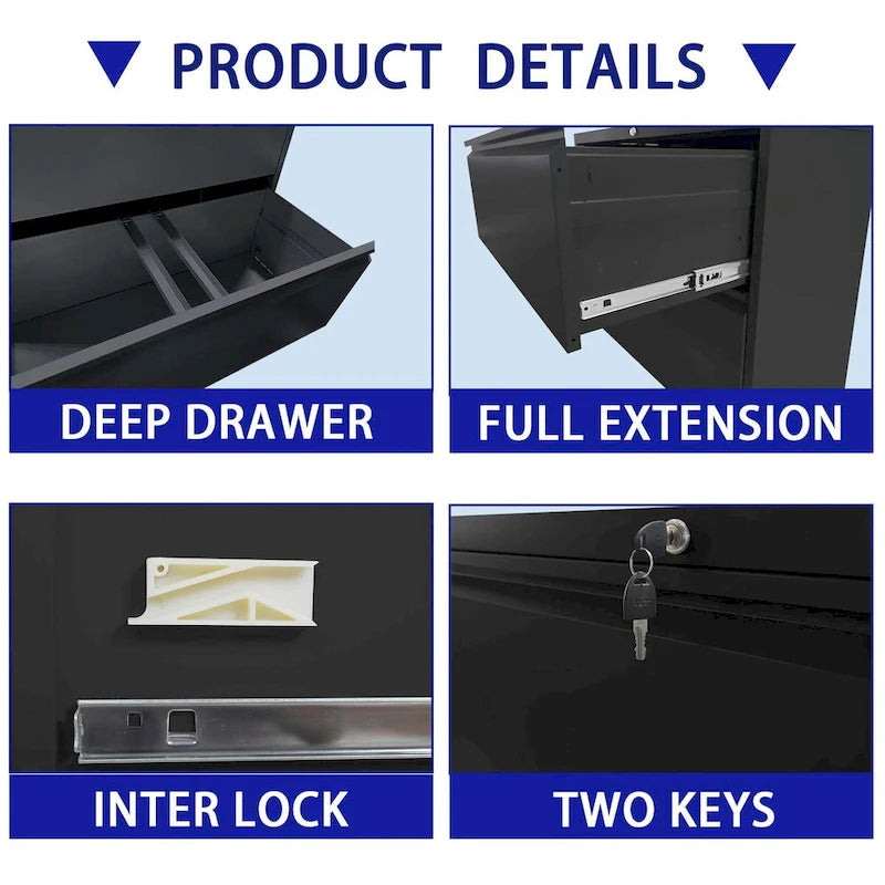 5 Drawer Metal Lateral File Cabinet with Lock for Legal/Letter/A4/F4