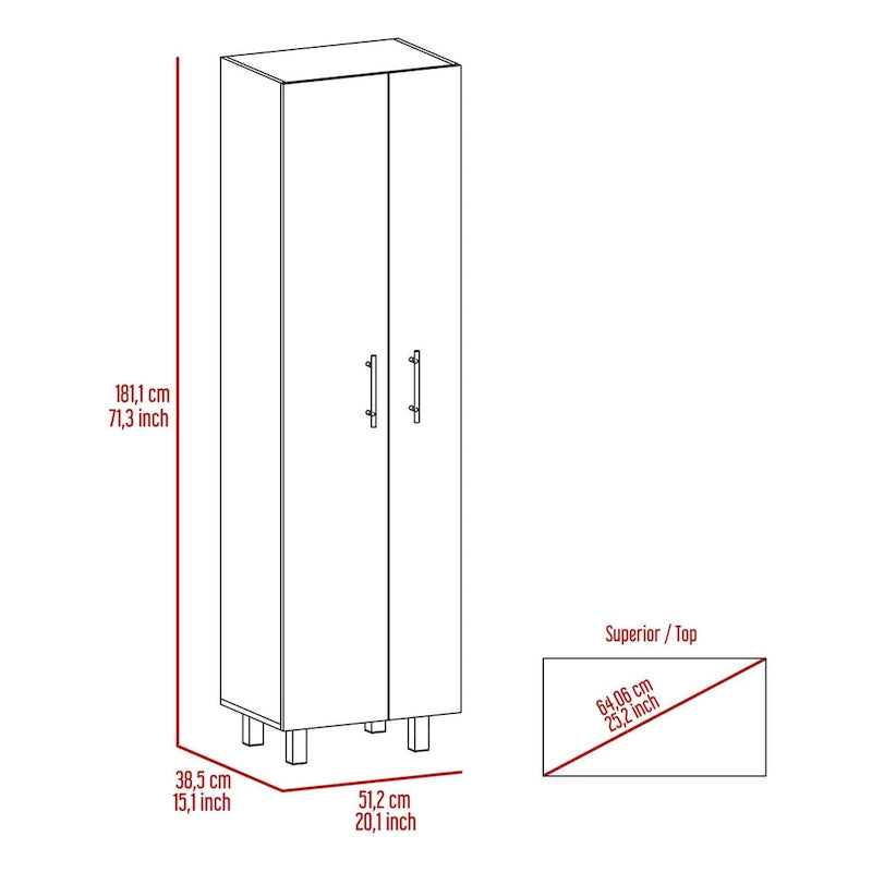 Halifax 2-Door Rectangle Closet Pantry White