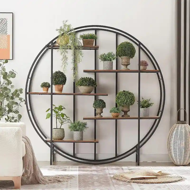Round 5-Tier Metal Plant Stand Bookshelf Display Shelf